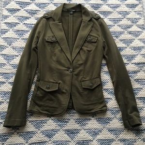 Near Vintage Lucky Brand Olive Army Green 100% Cotton Blazer Jacket Western XS